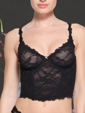 NEW SKIMS Stretch Lace Corset Black Size XL